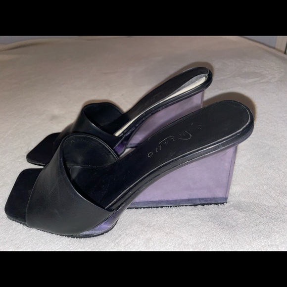 Vintage Square Toe Transparent 90’s Wedge Platform Sandal - Picture 7 of 9